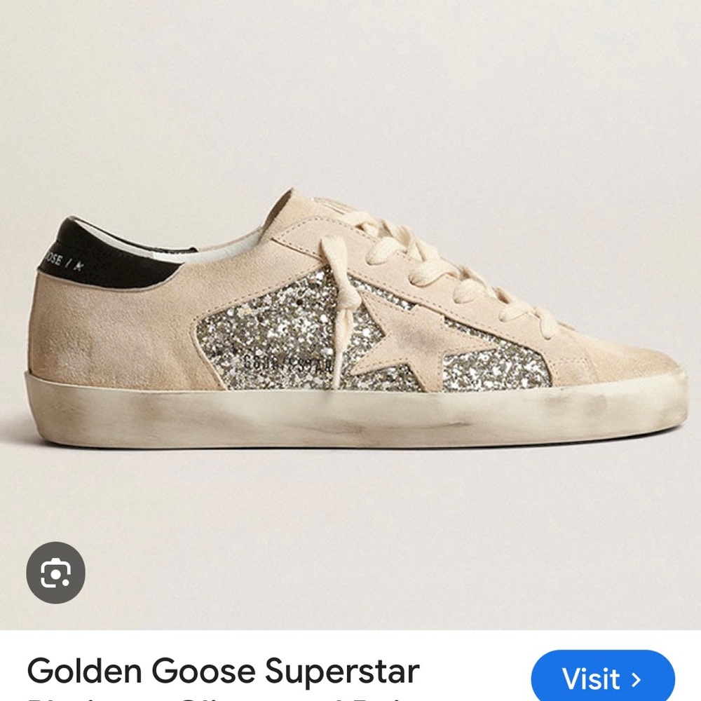 Golden Goose Sz 37 Glitter and Tan Suede.